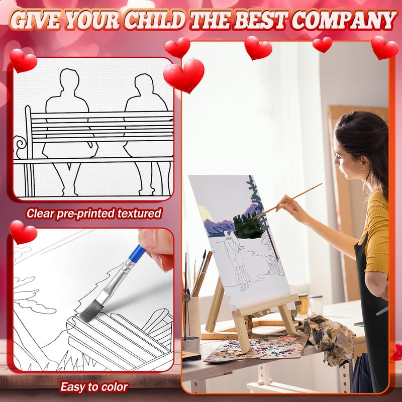 Affrolling 12 Pcs Pre Drawn Canvas for Painting for Adults 8 x 8 Inch Canvas Painting Kits Stretched with Drawing Ready to Paint Beginner Artists Date Night Party Supplies (Couples) - Image 3